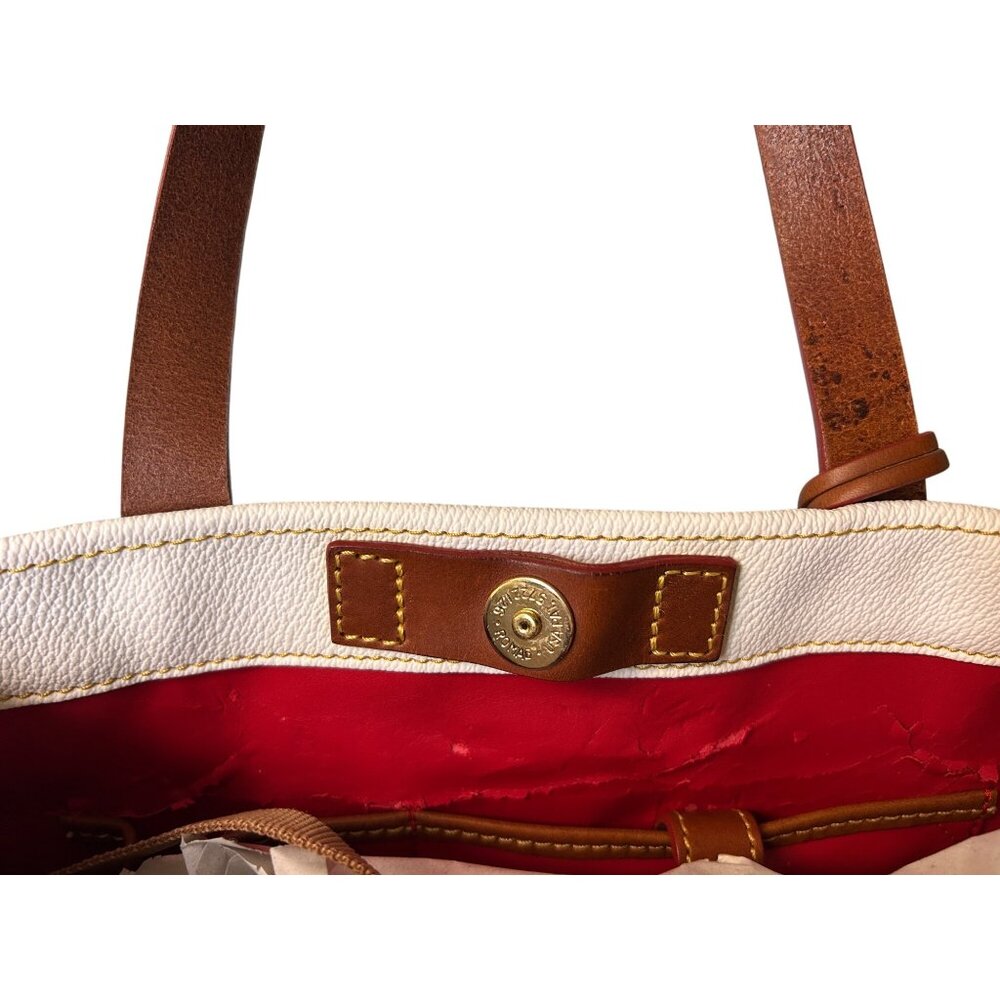 Dooney & Bourke White and Brown Leather Tote - Picture 11 of 16
